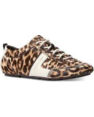 Michael Kors Keely Leopard Calf Hair & Leather Sneakers - Brown