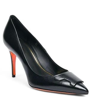 Santoni High-Heel Patent Leather Pumps - Black