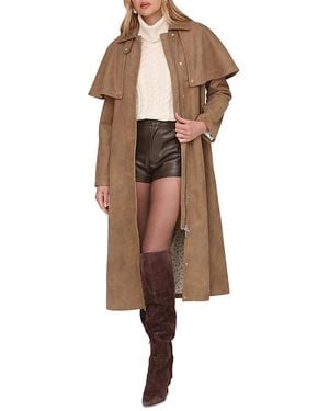 Avec Les Filles Faux Suede Cape Trench Coat - Brown