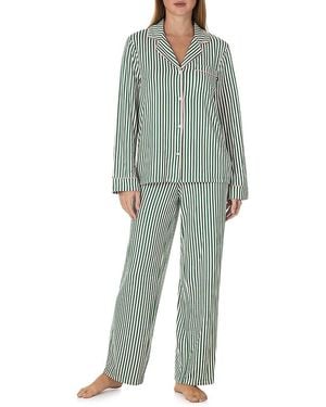 Kate Spade Brushed Sweater Knit Notch Collar Pajama Set - Green