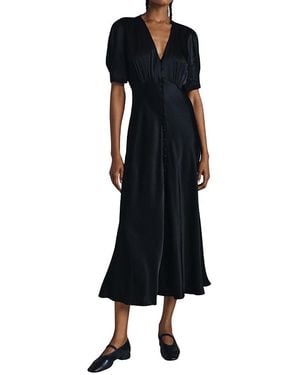Ghost Madison Satin Midi Dress - Black