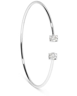 Dinh Van 18K Le Cube Diamant Diamond Cube Wire Cuff Bracelet - White