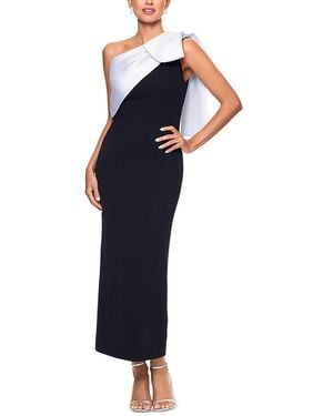 Aqua Bow Trim One Shoulder Dress - Blue