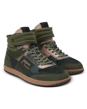 Balmain Swan Mid Top Sneakers - Green