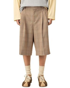Ami Paris Large Plaid Shorts - Natural