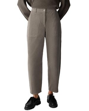 Eileen Fisher Cotton Stretch Corduroy Ankle Arch Pants - Gray