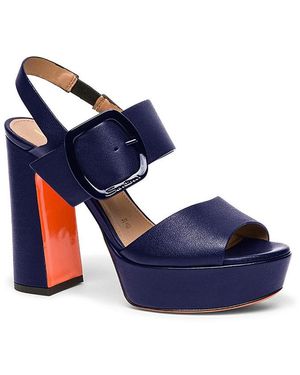 Santoni Leather High Heel Sandal - Blue