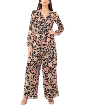 Vince Camuto V Neck Tie Waist Jumpsuit - Multicolor