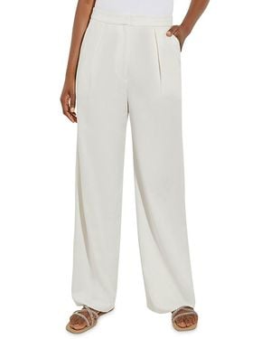 Misook Tailored Wide-Leg Stretch Twill Pant - White