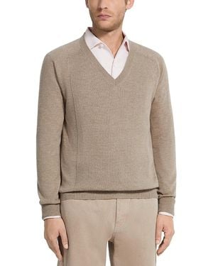 ZEGNA Oasi Cashmere V Neck Sweater - Gray