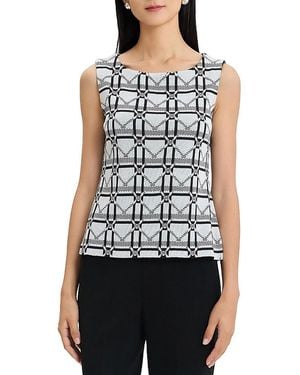 Ming Wang Monochrome Geometric Knit Tank - Blue