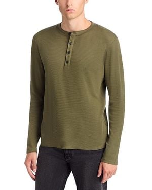 Rag & Bone Luxe Waffle Cotton Henley Shirt - Green