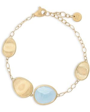 Marco Bicego 18K Lunaria Aquamarine & Textured Disc Link Bracelet - Natural