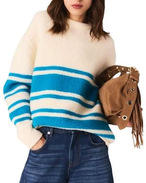 Maje Oversized Wool Blend Sweater - Blue