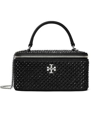 Tory Burch Kira Satin Hot Fix Vanity Case in Black | Lyst