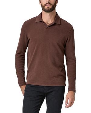 PAIGE Hammond Cotton Long Sleeve Polo Shirt - Brown