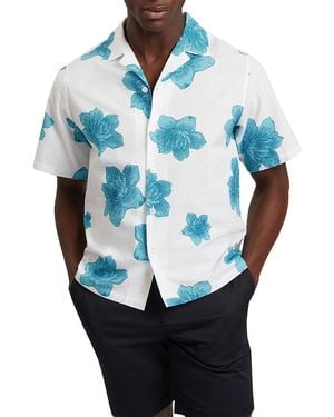 Ted Baker Atalai Short Sleeve Seersucker Floral Shirt - Blue