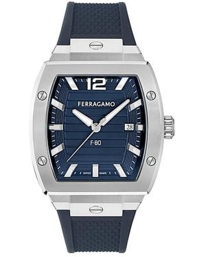 Ferragamo F-80 Tonneau Watch, 42 X 41.8Mm - Blue