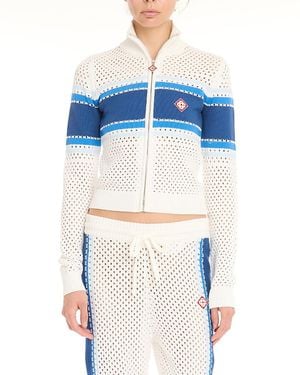 CASABLANCA Mesh Stripe Bomber Jacket - Blue