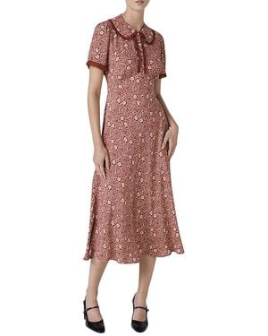 Ghost Taylor Floral Crepe Midi Tea Dress - Pink