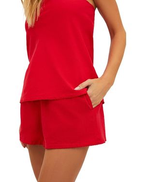 Beach Riot Birkley Cotton Linen Cover Up Shorts - Red