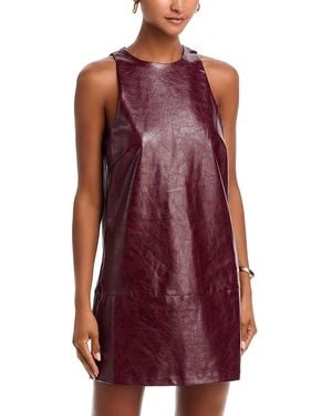Aqua Faux Leather Sleeveless Mini Dress - Purple