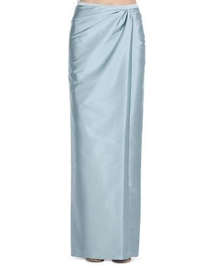EMILY SHALANT Soft Taffeta Faux Wrap Skirt - Blue