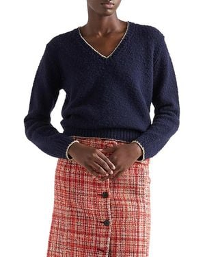 Prada Wool V-Neck Sweater - Blue