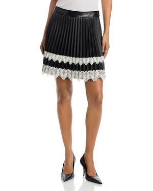 Cinq À Sept Laney Faux Leather Pleated Skirt - Black