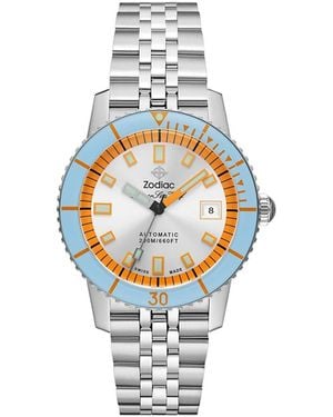 Zodiac Compression Diver Automatic Stainless Steel Watch, 40Mm - White