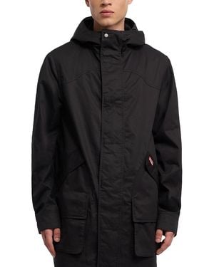 HUNTER Downing Coated Cotton Hooded Rain Jacket - Black