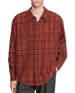 Sandro Velvet Flocking Thread Shirt - Red