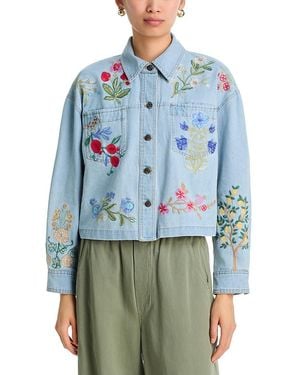 Johnny Was Beatrix Cropped Denim Jacket - Blue