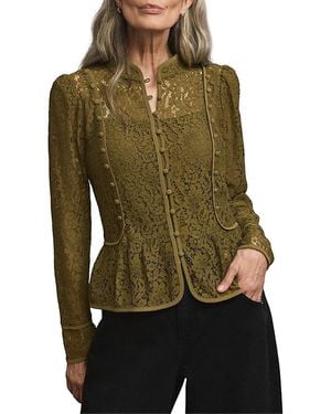 Mint Velvet Lace Military Blouse - Green