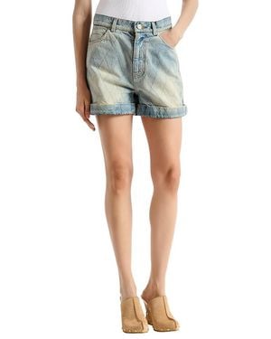 Balmain Topstitched Denim Shorts - Blue