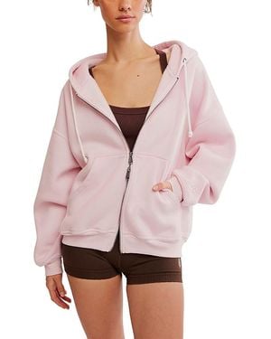 Free People Final Call Zip Up Hooded Sweatshirt - Pink