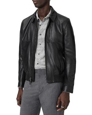 John Varvatos Collared Leather Jacket - Black