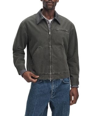 Rag & Bone Leather Collar Cotton Denim Workwear Jacket - Gray