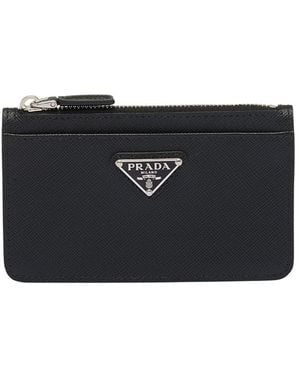Prada Saffiano Leather Card Holder - Black