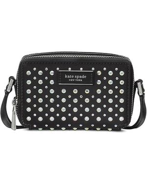 Kate Spade Double Zip Micro Embellished Crossbody - Black
