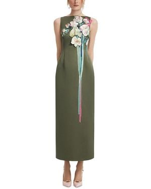 LEO LIN Althea Embroidered Maxi Dress - Green