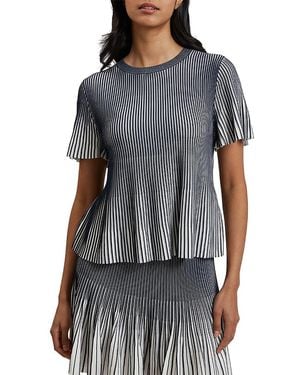Ted Baker Hethrr Textured Stripe Fluted Sleeve Tee - Gray