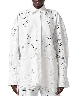 GIUSEPPE DI MORABITO Broderie Anglaise Oversize Shirt - Gray