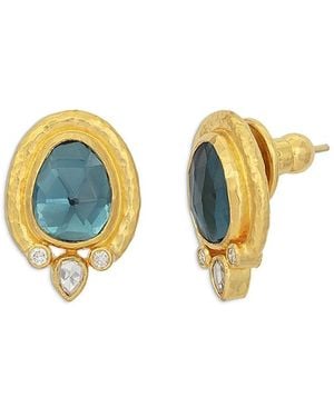 Gurhan 18K & 24K Muse London Topaz & Diamond Bezel Stud Earrings - Blue
