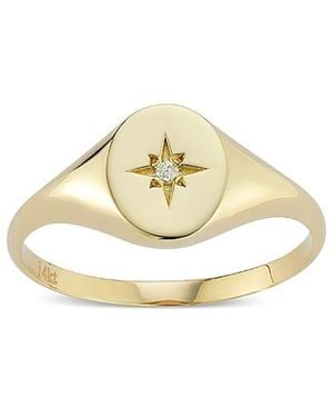 Moon & Meadow 14K Diamond Accent Signet Ring - Metallic