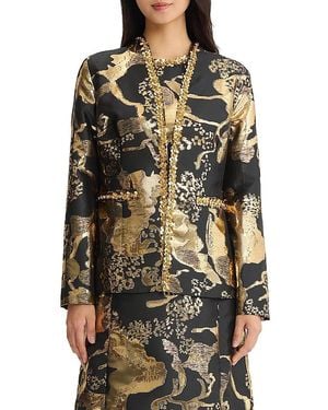 Ming Wang Shimmer Sequin Woven Jacket - Black