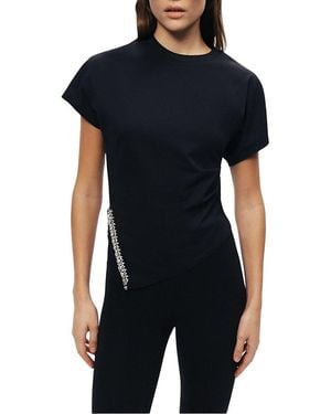 Nocturne Embellished Asymmetric T-Shirt - Black