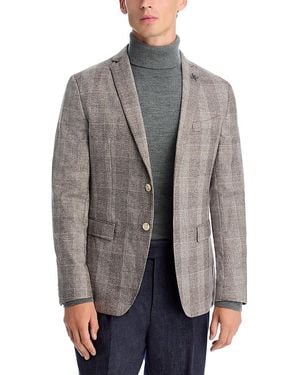John Varvatos Varick Slim Fit Jersey Plaid Sport Coat - Grey