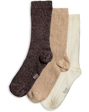 Stems Cotton Blend Crew Socks, Pack Of 3 - Brown