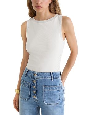 Reiss Trinny Sheer Detail Rib Vest - Blue